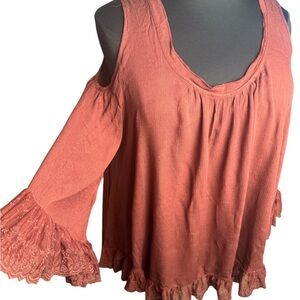 Tom’s Ware Oversized Cold Shoulder Boho Chic Top 3/4 Sleeves Tunic Plus size XL